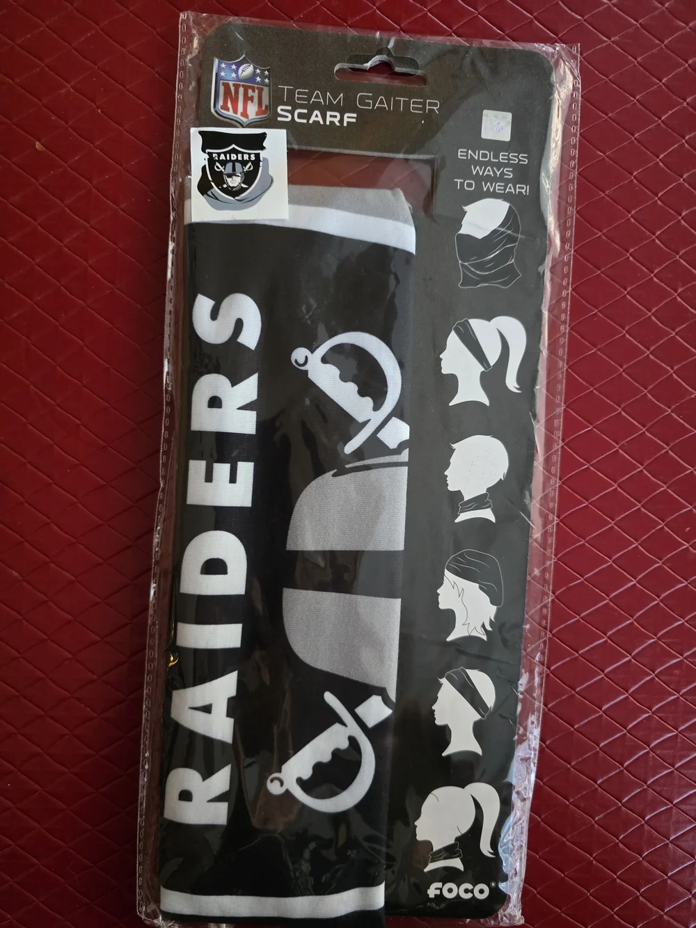 NFL Las Vegas Raiders Black and White Team Gaiter Scarf